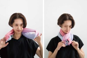 シルクコットン　ライトスヌード　ラベンダーピンクカラー　着用画像