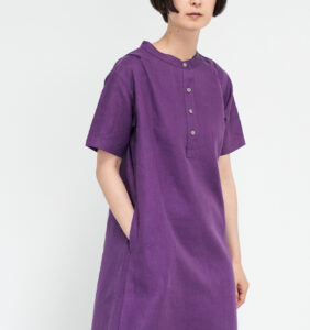ワンピース　LOOSY：ONE　パープル　女性着用画像　前面全身画像