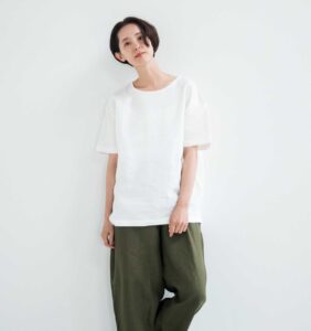 LOOSY:T2 リネン100％Tシャツ　オフホワイト画像