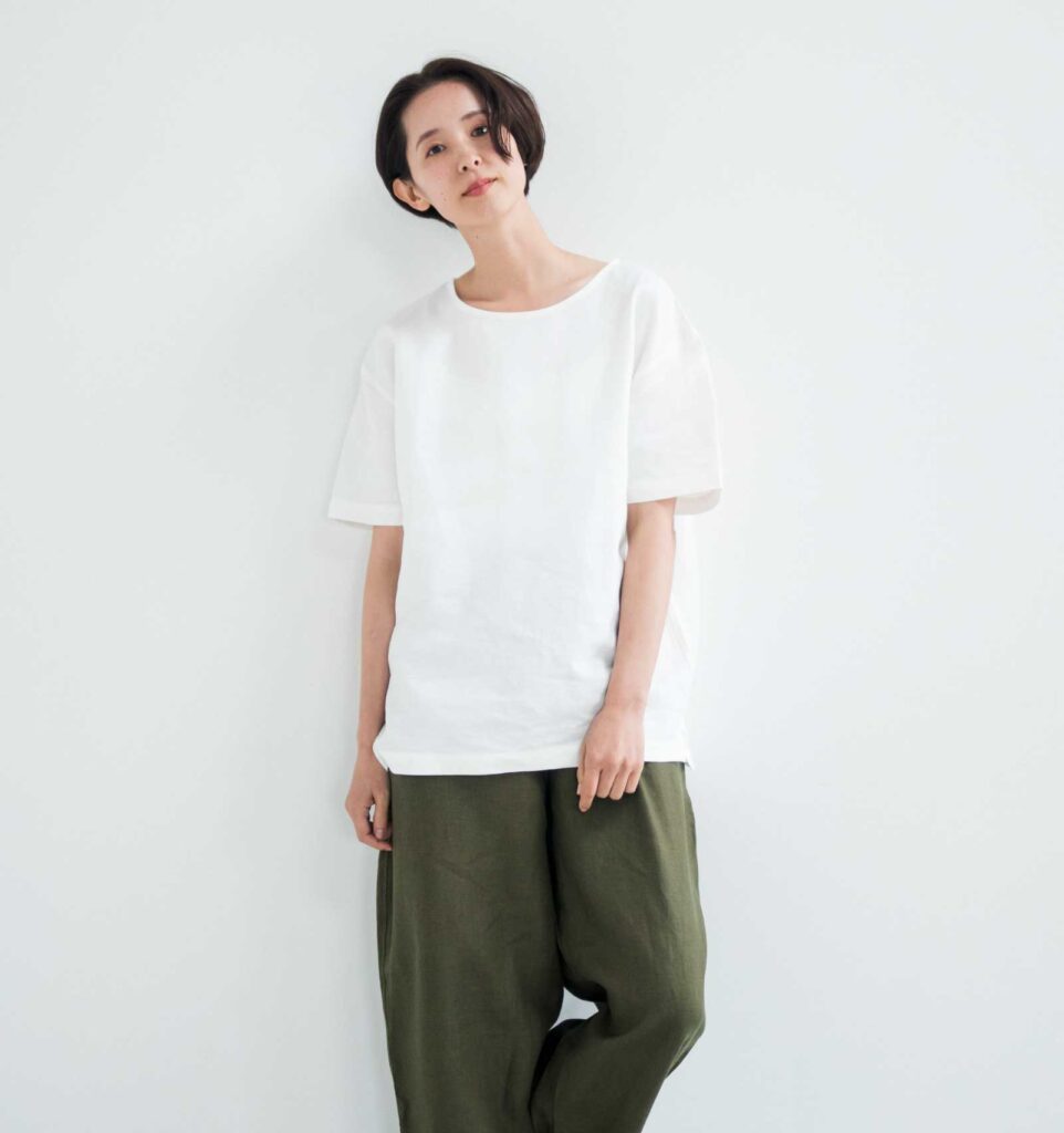 LOOSY:T2 リネン100％Tシャツ　オフホワイト画像