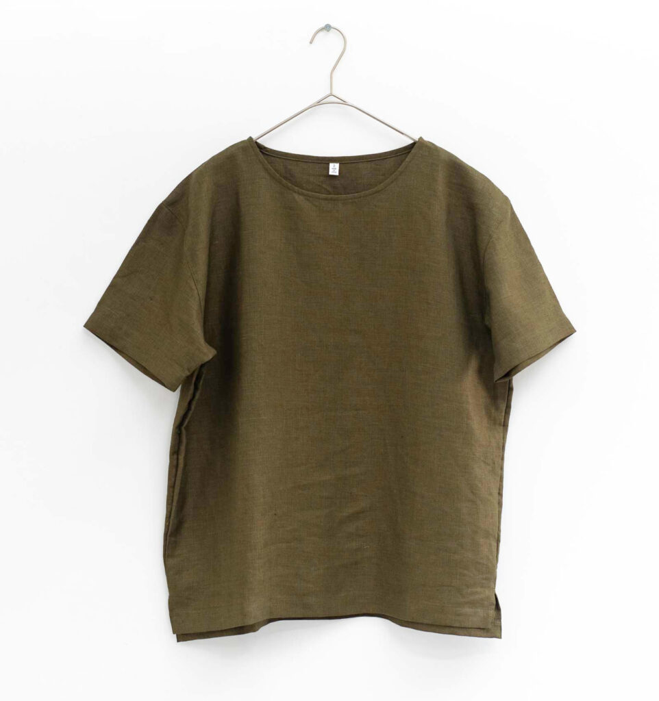 LOOSY:T2 リネン100％Tシャツ　オリーブカラー画像