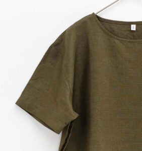 LOOSY:T2 リネン100％Tシャツ　オリーブカラー画像