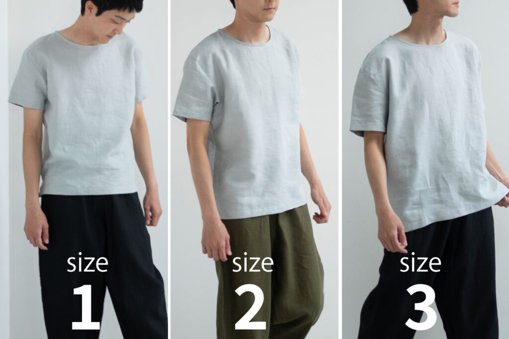 LOOSY:T2 リネン100％Tシャツサイズ比較画像
