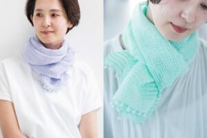 和紙＆オーガニックコットンショートマフラー　　着用画像