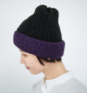 8WAY ウールキャップ　ビーニー　パープル着用画像