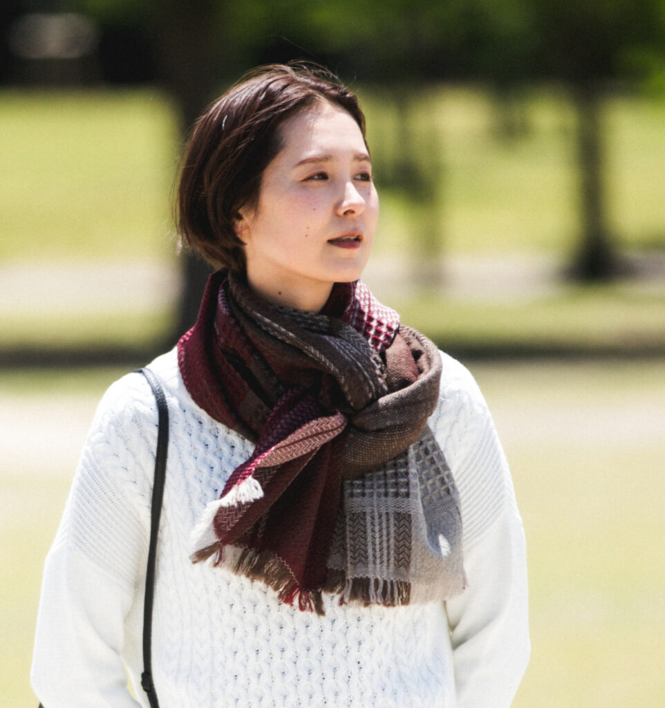 かわり織りマフラー　着用画像