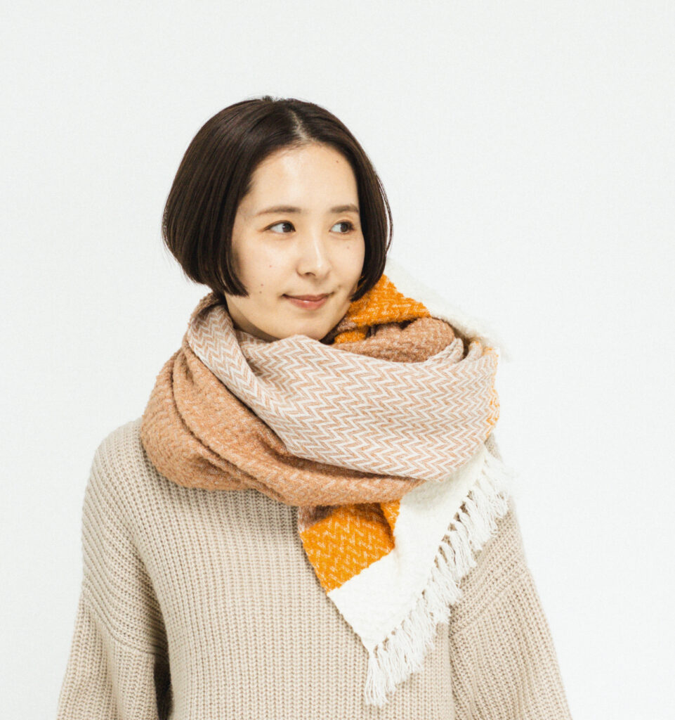 ウールコットンブランケットショール　ヘリンボーン　KAWARIシリーズ　商品画像