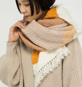 ウールコットンブランケットショール　ヘリンボーン　KAWARIシリーズ　商品画像