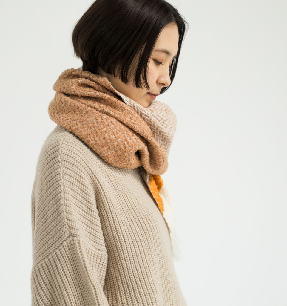 ウールコットンブランケットショール　ヘリンボーン　KAWARIシリーズ　商品画像