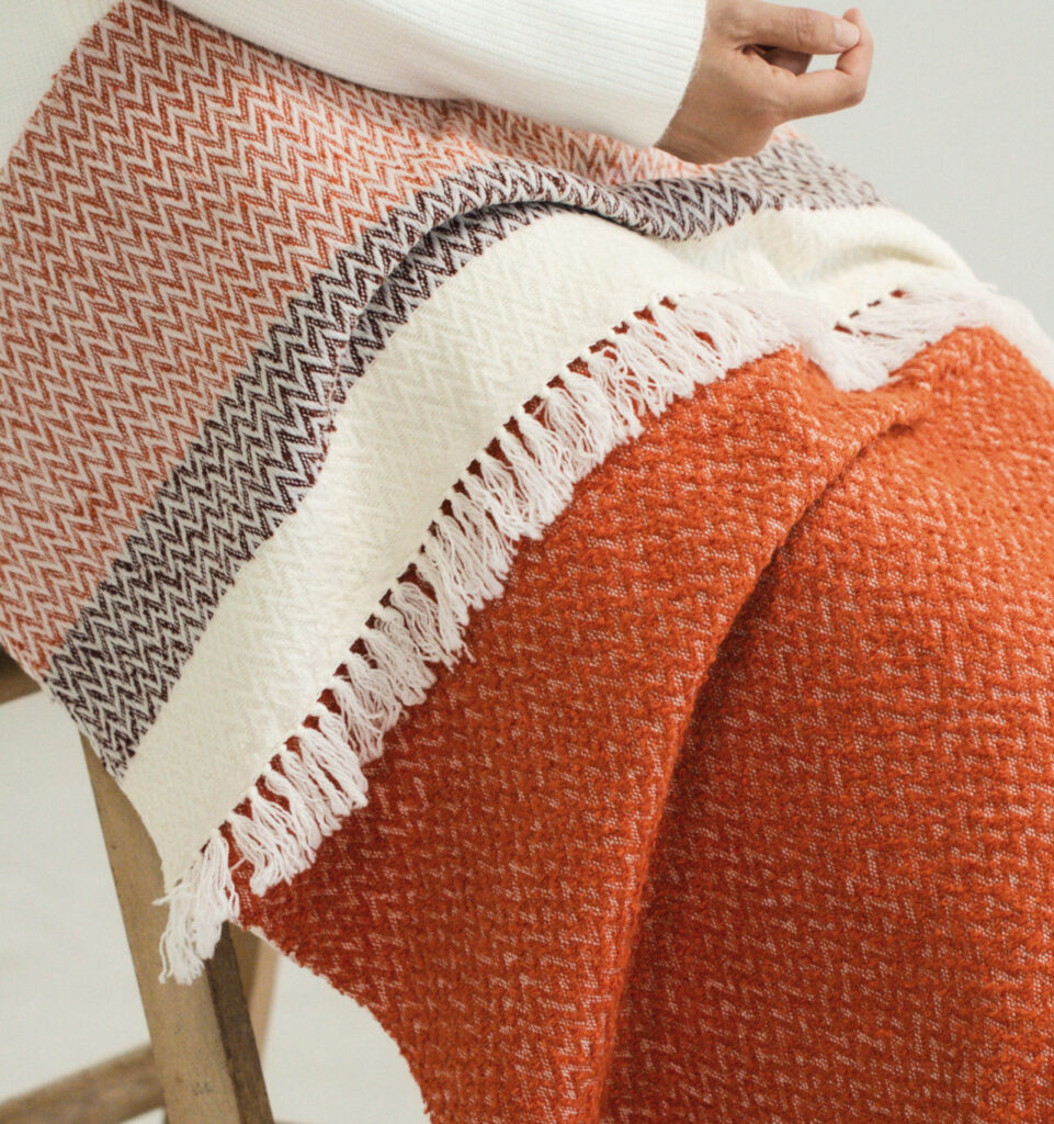 ウールコットンブランケットショール　ヘリンボーン　KAWARIシリーズ　商品画像