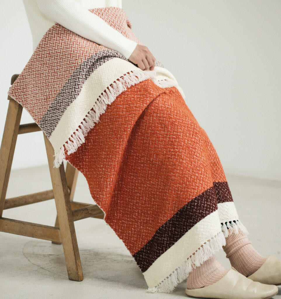 ウールコットンブランケットショール　ヘリンボーン　KAWARIシリーズ　商品画像