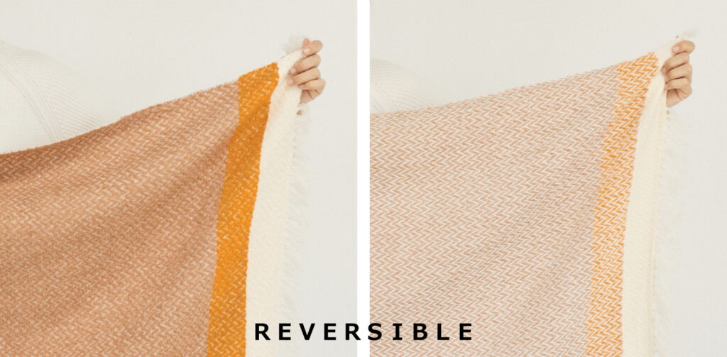 ウールコットンブランケットショール　ヘリンボーン　KAWARIシリーズ　商品画像