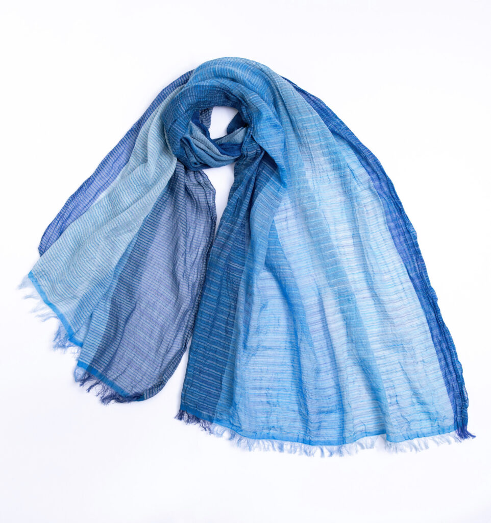 絣染めシルクコットンショール ブルー 商品画像