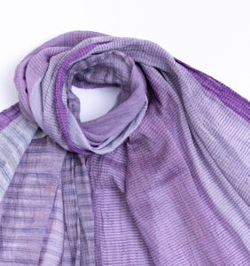 絣染めシルクコットンショール パープル クローズアップ画像