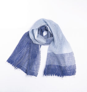 たてよろけもじり織りショートマフラー 青 商品画像