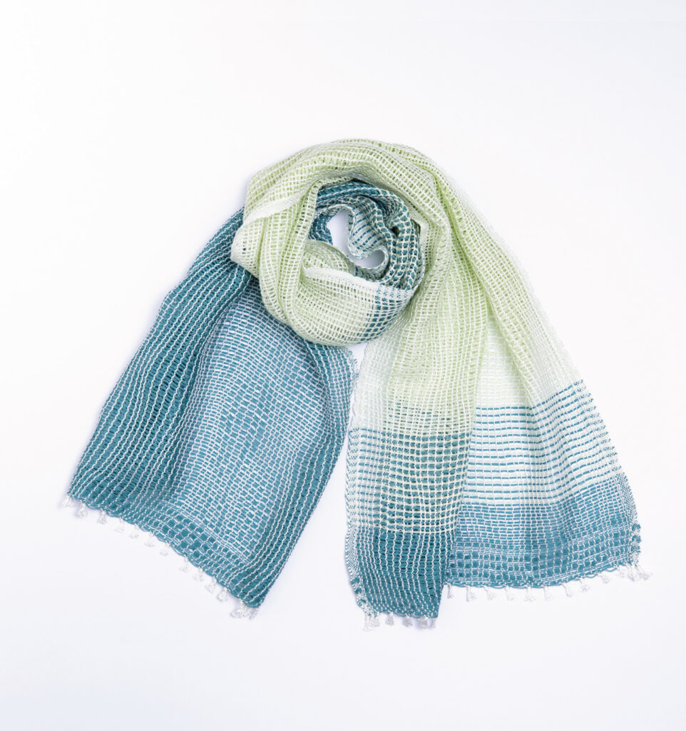 たてよろけもじり織りショートマフラー　グリーン　商品画像