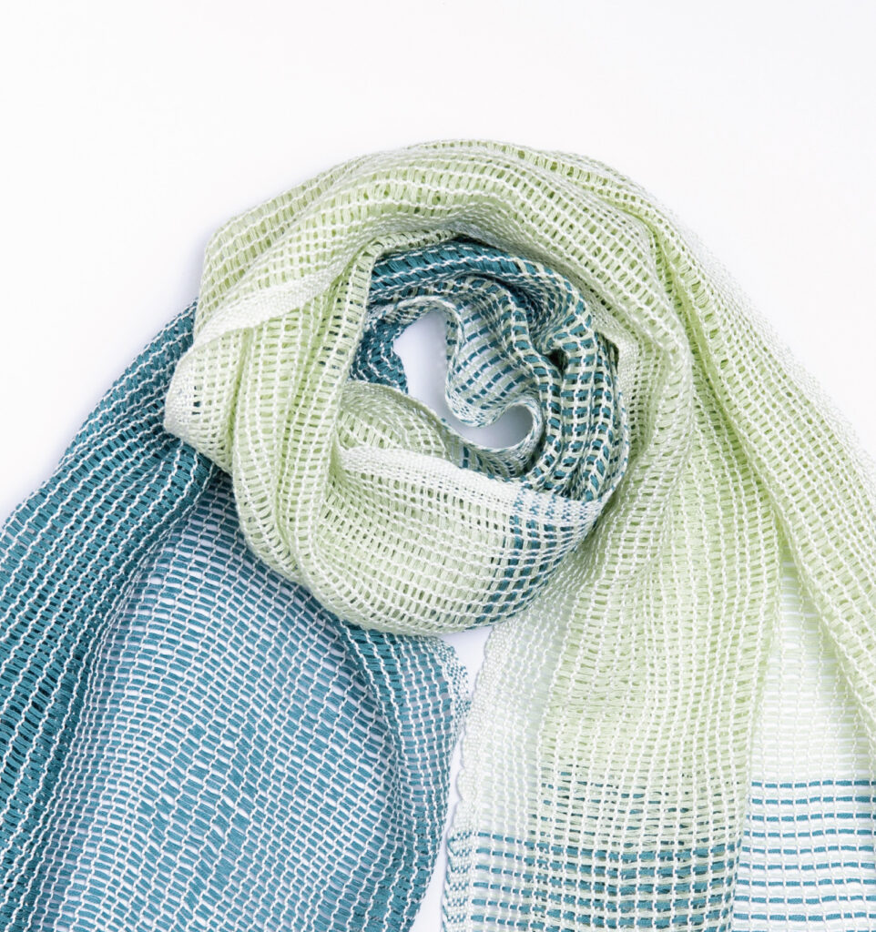 たてよろけもじり織りショートマフラー　グリーン　商品画像